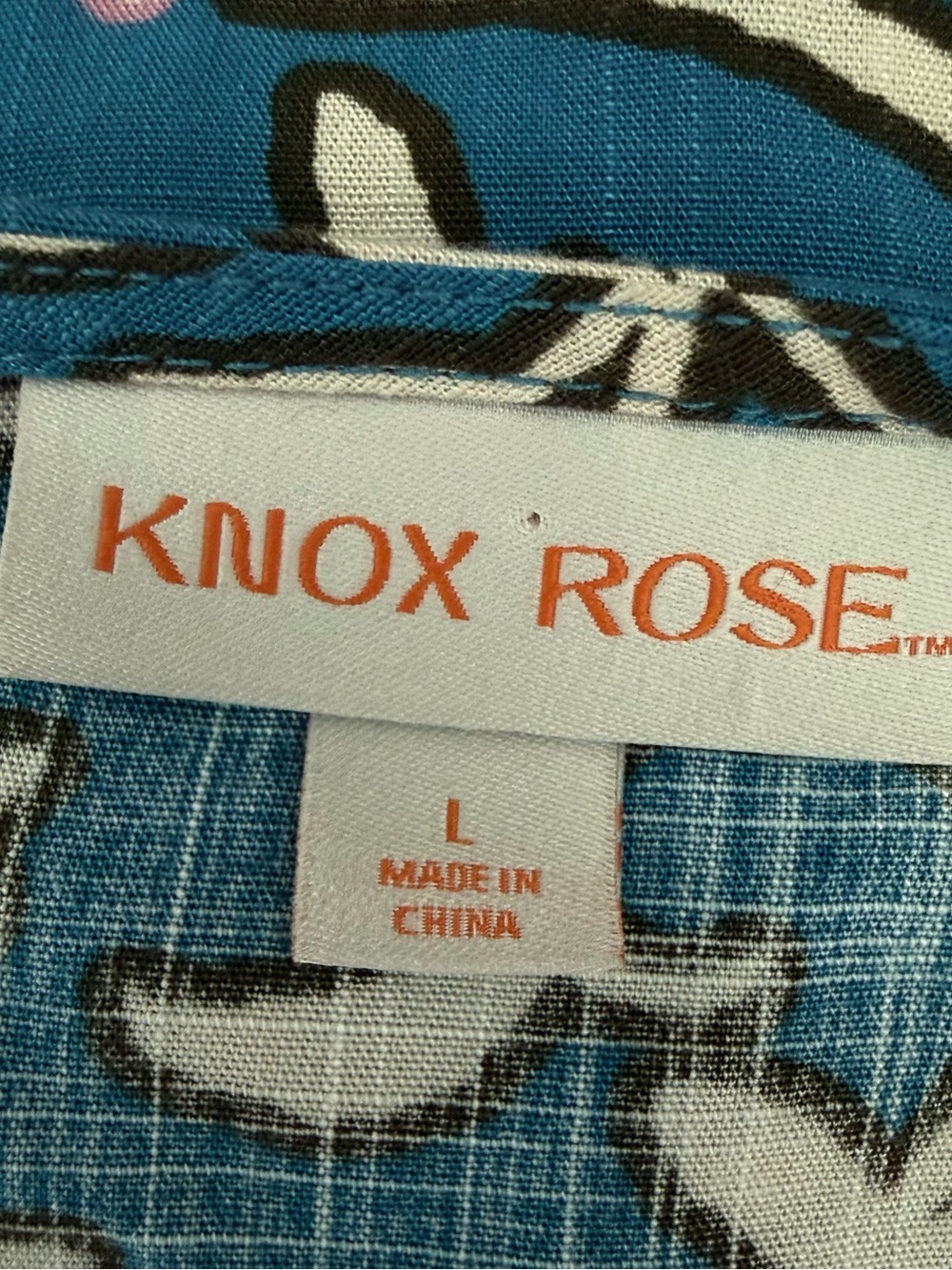 Knox Rose Teal Blue Floral Wrap-Style Midi Dress - Picture 7 of 7